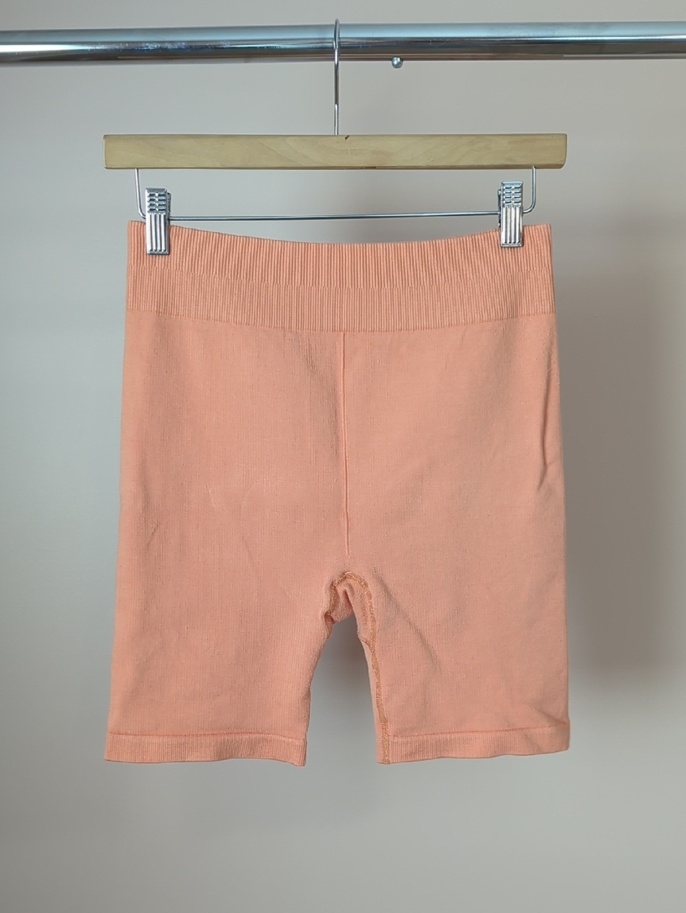 Peach Ribbed Bike Shorts